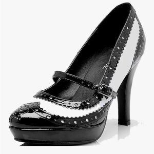 Funtasma Contessa-06 black & white patent leather Mary Jane platform pumps sz 6